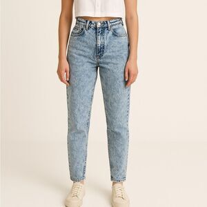 Jordache Vintage Acid Wash High Ride Blue Jeans with Ankle Zip